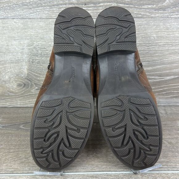 Earth Redwood Almond Brown Leather Women’s Sz 10B Buckle Zip Studded Ankle Boots - Picture 7 of 11